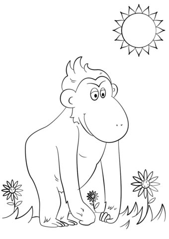 Cute Ape Coloring Page